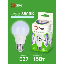 Лампа светодиодная ЭРА GREEN LINE LED A60-15W-865-E27 GL 15Вт груша холодный свет E27 | Лампы cветодиодные Груша (A)