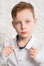 89043, Поло лонгслив, д/р, белый/синий, р.122-56 д/м, - р.182-96 д/м