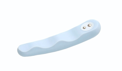 Голубой вибратор IROHA MINAMO с волнами на стволе - 17,5 см. (Цвет: голубой)