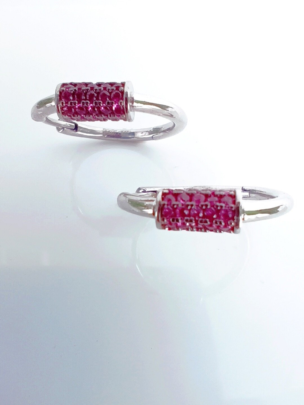 Серьги конго Эстерелла, серебро 925*, родирование, фианит/Ф