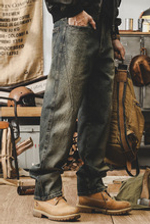 Джинсы мужские прямые потертые от марки JIELEINUO сезон весна-осень