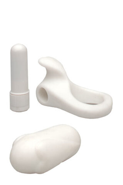 Белая вибропуля True Love с двумя насадками