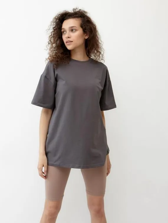 Футболка женская MINAKU: Оversize, цвет графитовый, р-р 44