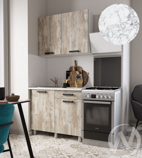 Кухня Элиана 1.0м (корпус белый/дуб юкон) 38мм мрамор итальянский