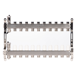 Коллектор Royal Thermo нерж. в сборе универсальный 1" ВР-3/4" НР с автомат. воздухоотвод-ми 10 вых.