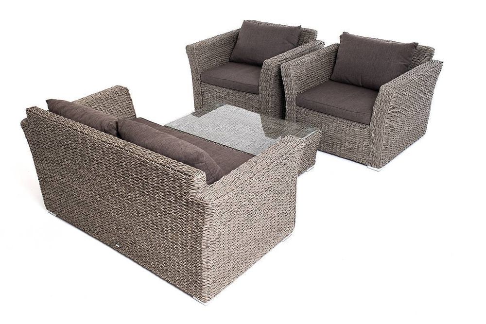 "Капучино сингл" лаунж-зона из искусственного ротанга (гиацинт), цвет серый