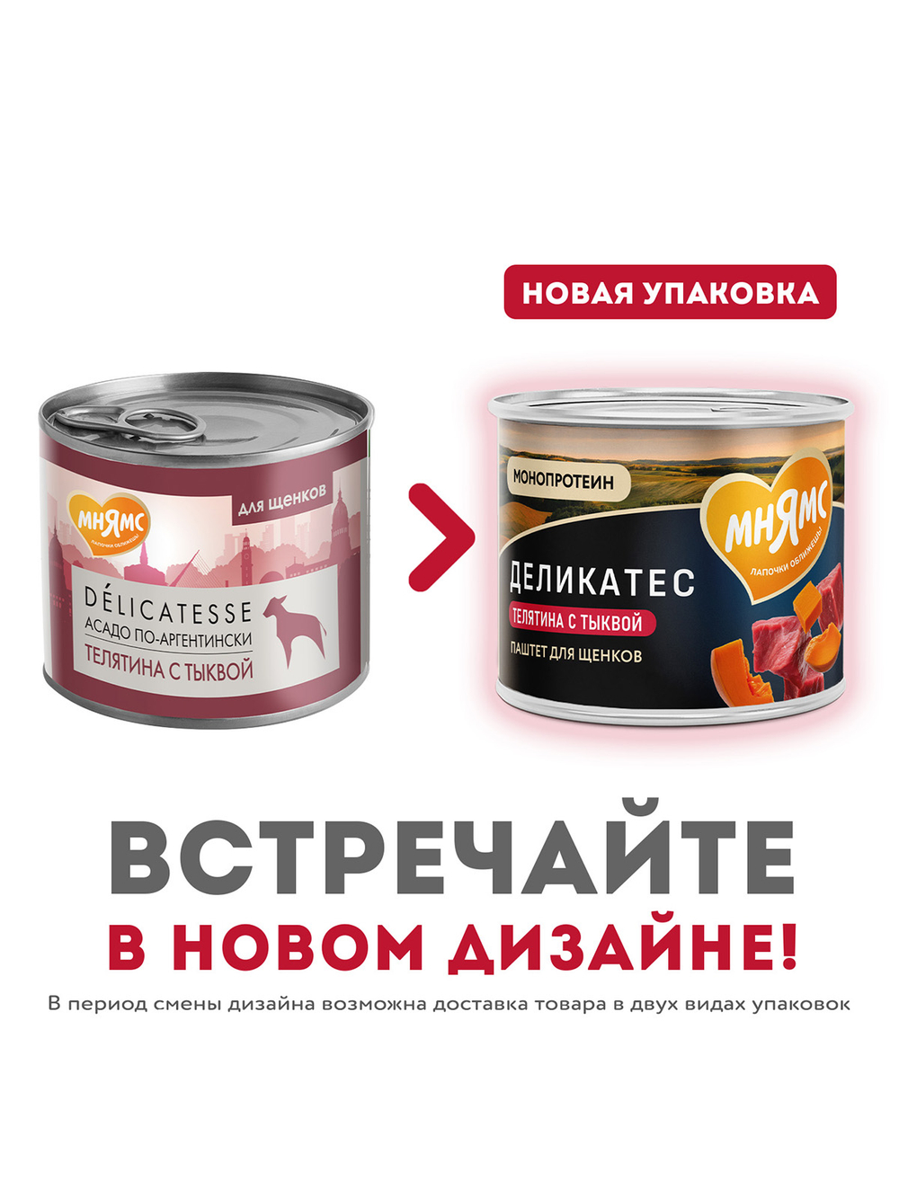 Влажный корм Мнямс Деликатес Паштет из телятины с тыквой для щенков всех пород "Асадо по-аргентински" 200 г