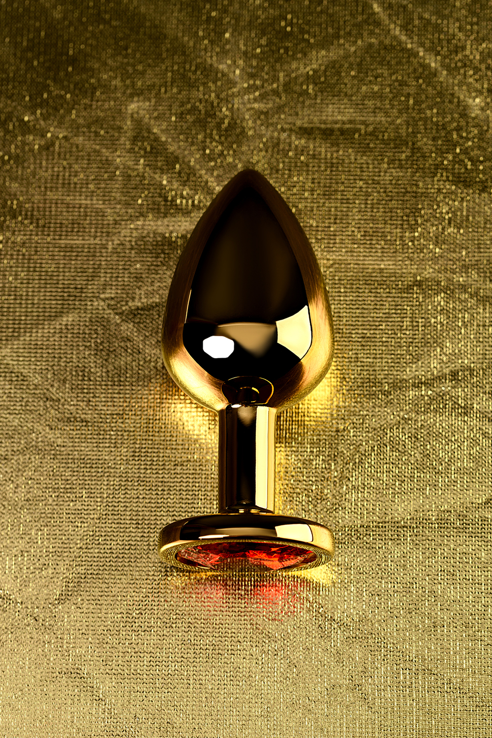 Анальная втулка с кристаллом Medium Gold красный 8 см