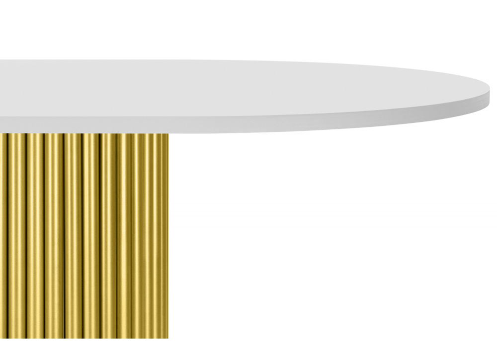 Стол деревянный Woodville Барон О 160 х 90 белая пленка шагрень, золотые ноги
