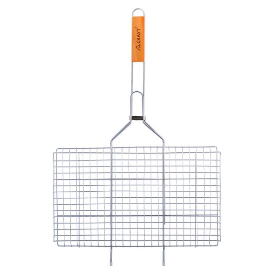 Решетка для гриля 44х27х3 см. из хромированной стали СКАУТ СК-0717 с деревянными ручками