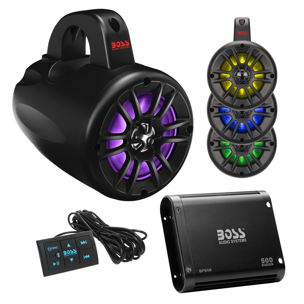 Комплект на таргу (4 колонки 4" с RGB + усил. BPS4B 4*94W)