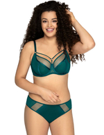 Изумрудный бюстгальтер на косточках plus size с декоративными бретелями (Размер: 95H) (Цвет: изумрудный)