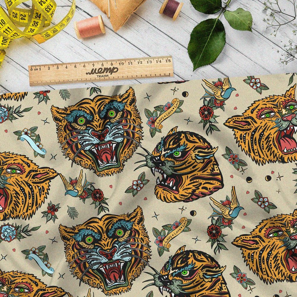 Ткань муслин опасные тигры