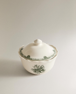 Zara Home сахарница из фаянса, цвет тёмно-зелёный, 10.5 см