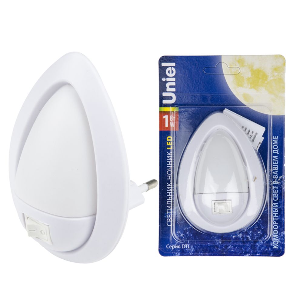 DTL-314 Огонек-White Светильник-ночник. Механический выключатель. Белый. ТМ Uniel