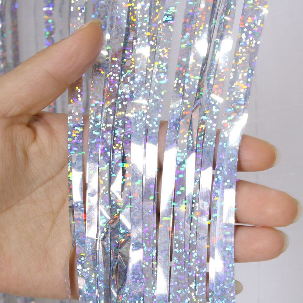 Занавес Дождик Серебро Голография 100*200см.