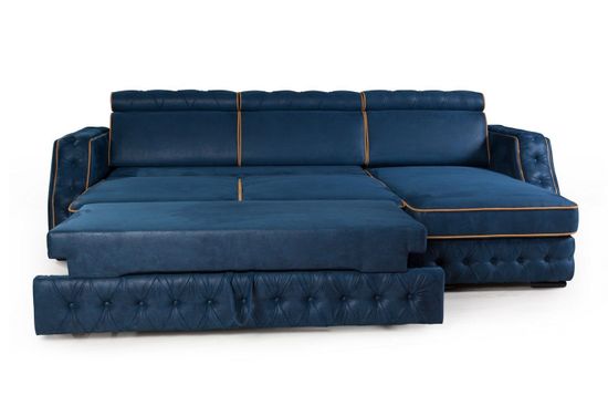 Portofino угловой диван-кровать замша синий