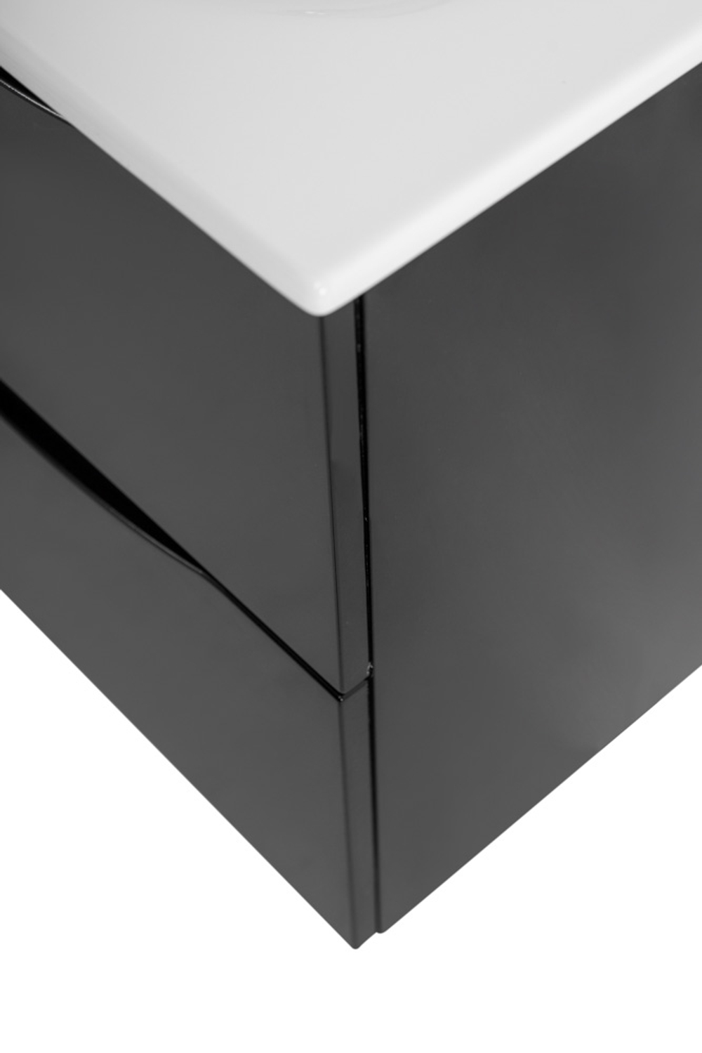 Тумба с раковиной подвесная BelBagno MARINO-CER-MINI-600-2C-SO-NL-P Nero Lucido, раковина белая BB-8099-3-60