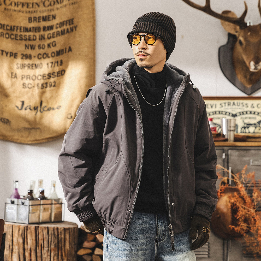 Двусторонняя мужская куртка из искусственного норкового меха, зимнее толстое хлопковое пальто, хлопковая куртка в американском ретро-стиле.