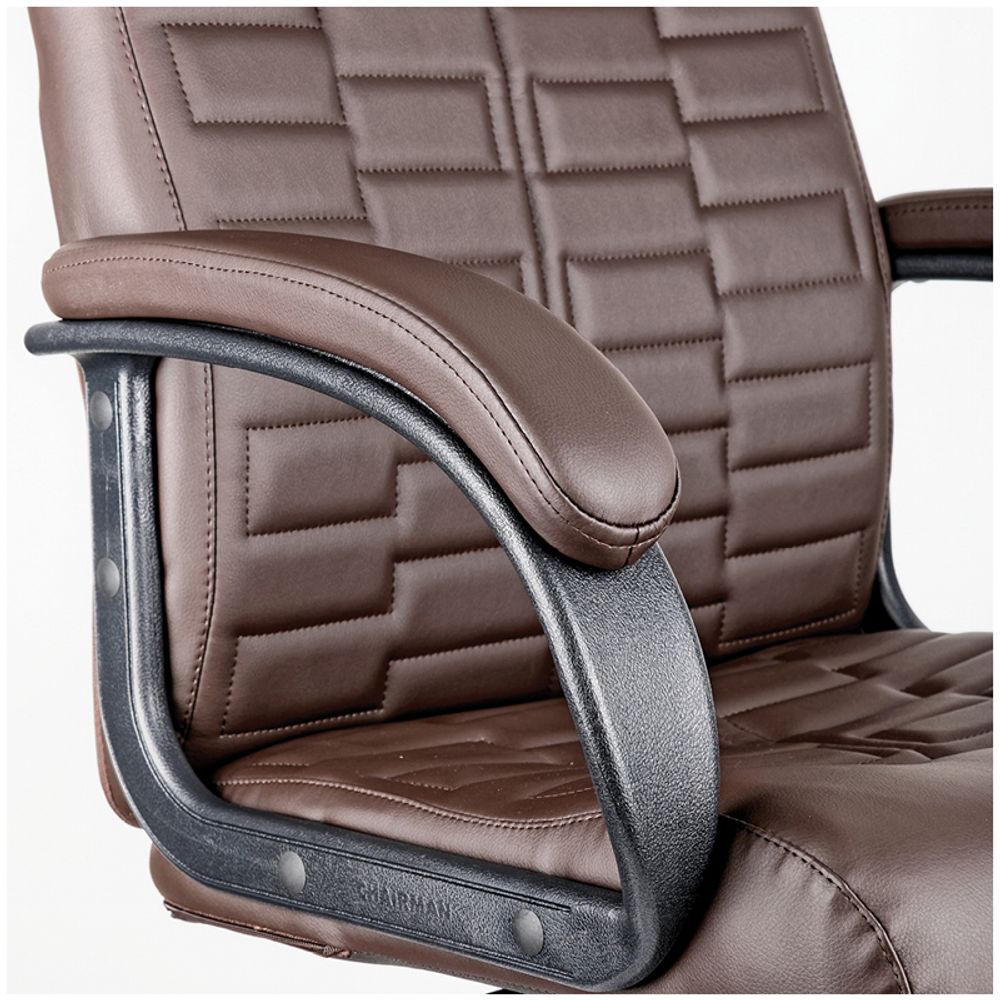 Кресло руководителя Helmi HL-E80 "Ornament", экокожа коричневая, мягкий подлокотник