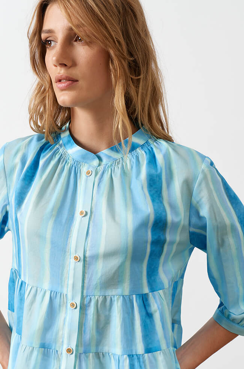 23047 Блузка женская (голубой принт)