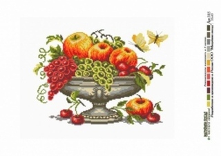 "Ваза с фруктами"-0385 канва с рисунком