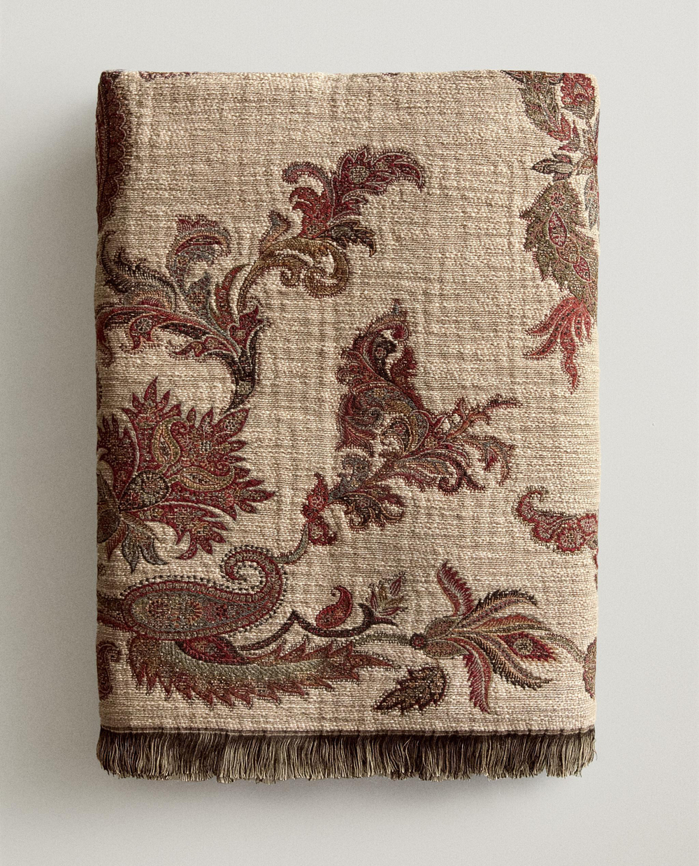 Zara Home плед из хлопка, светло-бежевый, 140x190 см