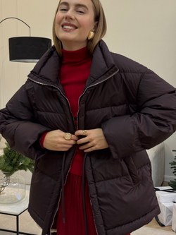 Пуховик Brunello миди шоколадный