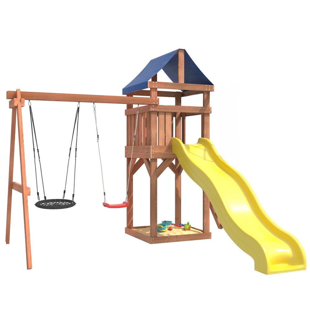 Детская площадка Сlassic с качелями лодочка и гнездом 60 см IgroWoods для улицы и дачи