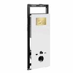 Инсталляция для унитаза WasserKraft Salm 27TLT.010.ME.WH.MG02 белая панель/кнопка матовое золото