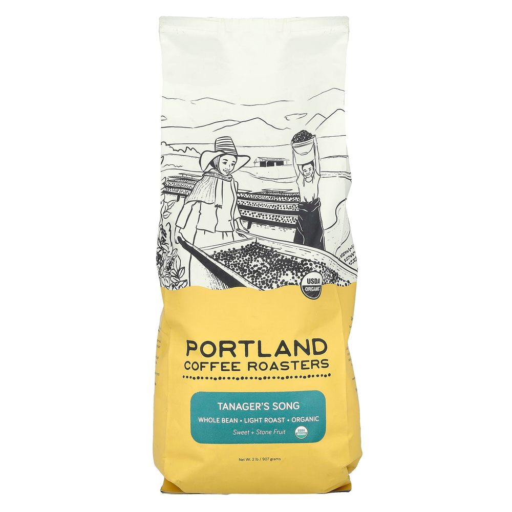 Portland Coffee Roasters, Органический кофе, цельные зерна, легкая обжарка, песня Танагера, 907 г (2 фунта)