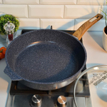 Сковорода 30см Premium blue с несъемной ручкой и стеклянной крышкой