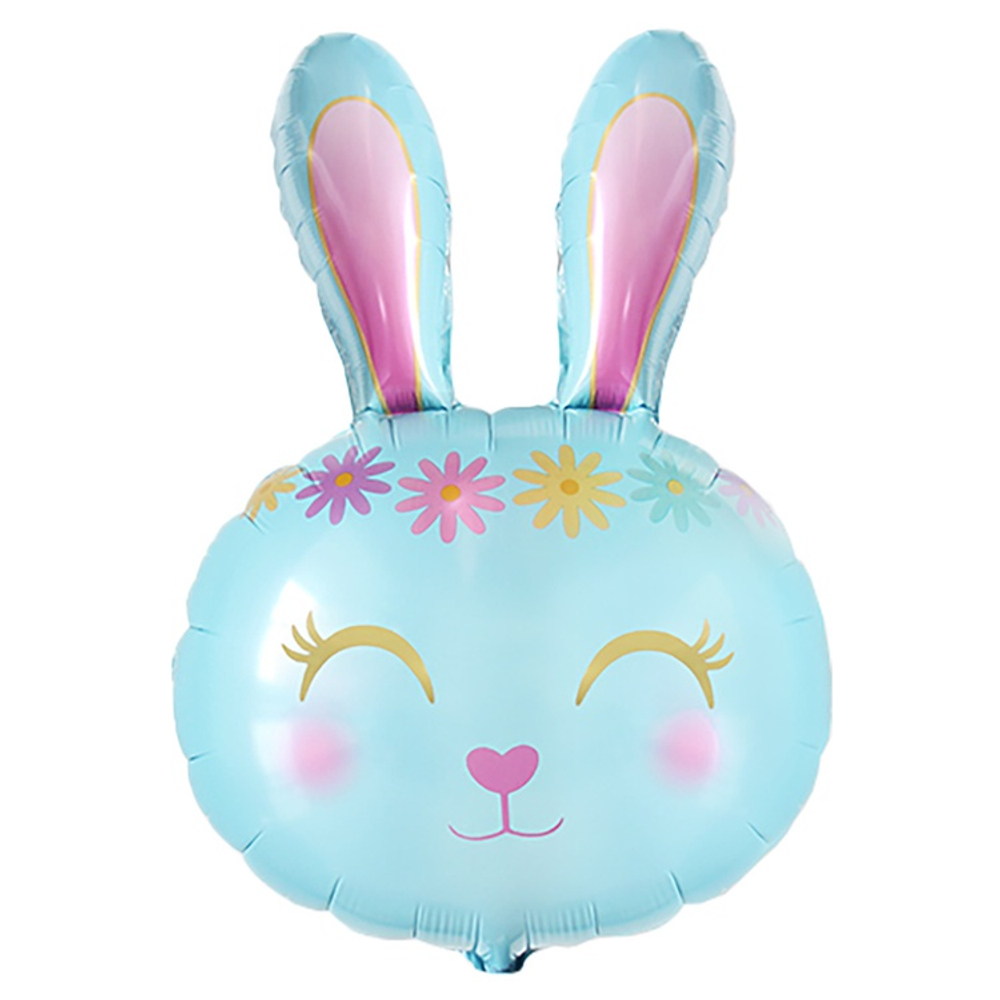 Шар Фольгированный Заяц цветочный ободок голубой (Голубой)