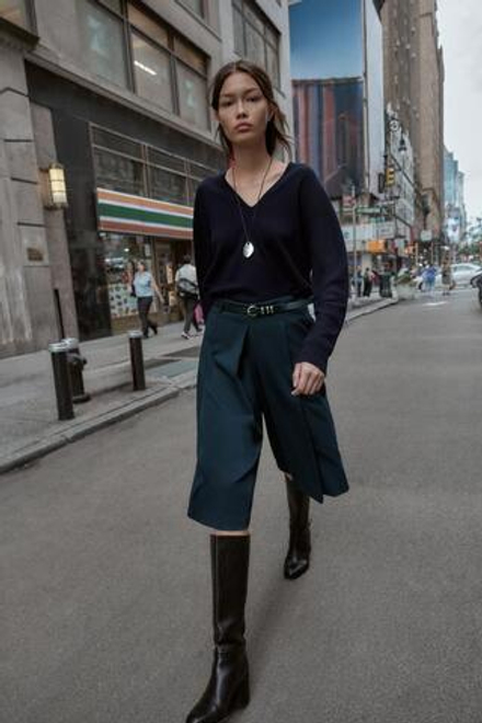 ZARА ДЛИННЫЕ БЕРМУДЫ С РЕМНЕМ, МОРСКОЙ СИНИЙ