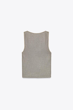 ZARA ТОП С ТЕКСТУРОЙ И МЕТАЛЛИЗИРОВАННОЙ НИТЬЮ, ЗОЛОТИСТЫЙ