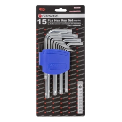 Набор ключей TORX Г-образных с отверстием,15пр.(Т6Н,T7H,T8H,T9H,Т10Н,Т15Н,Т20Н,Т25Н,Т27Н, Т30Н,Т40Н,Т45Н,Т50Н,Т55Н,Т60Н)в пластиковом держателе Forsage F-5151T