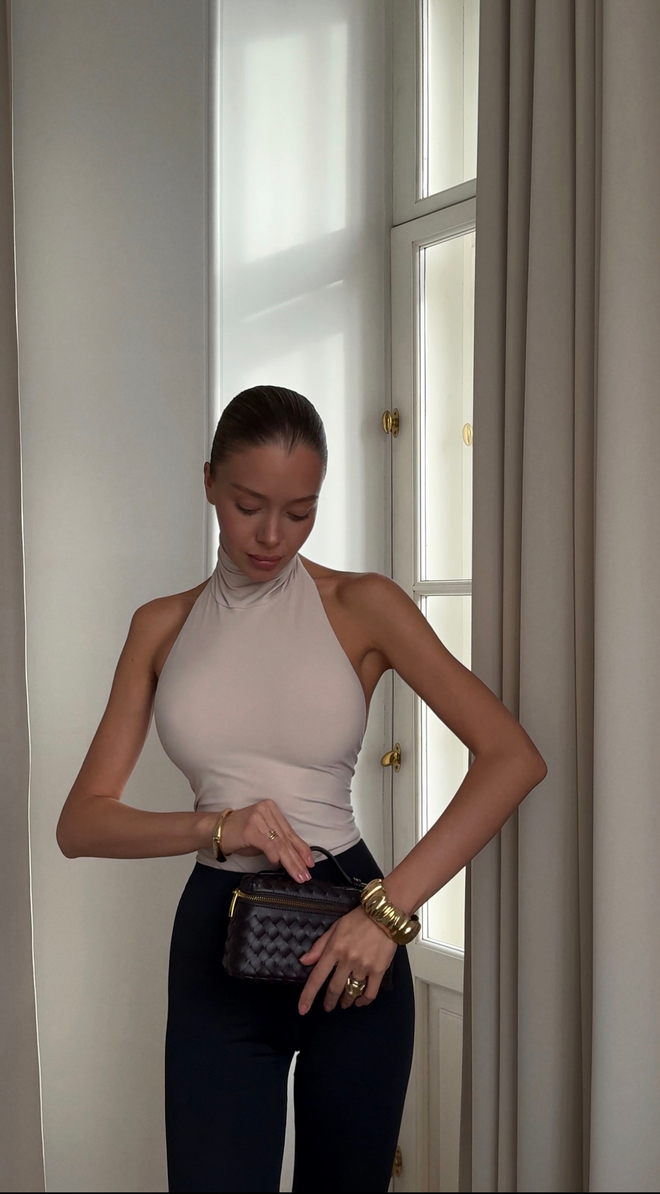 Bodysuit halter — Light greige