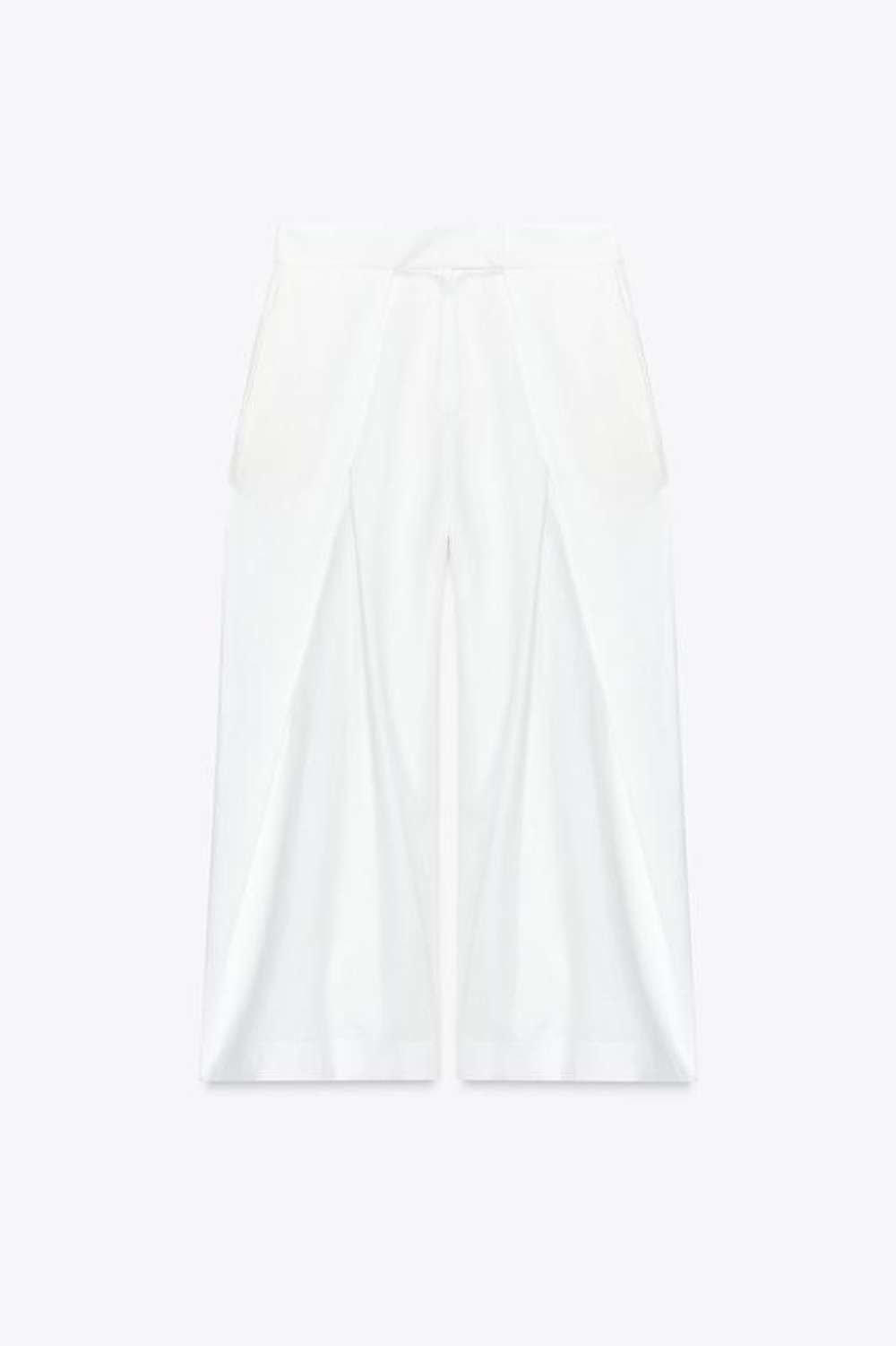 ZARA БРЮКИ С ЗАЩИПАМИ ОБЪЕМНОГО КРОЯ — ZW COLLECTION, БЕЛЫЙ