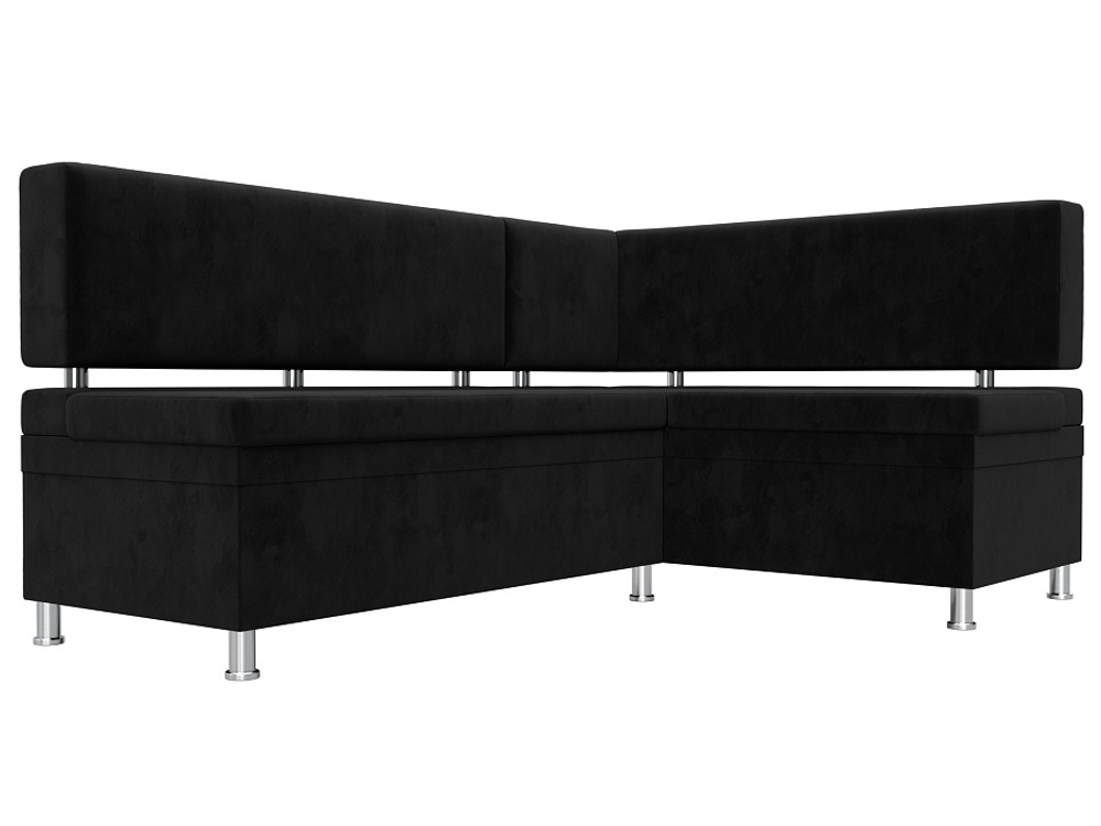 Диван кухонный угловой Стайл правый угол, Черный, Велюр, 111660