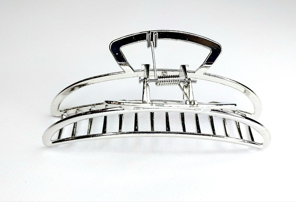 Заколка краб для волос классическая.Усиленная Большая  Усиленная. Классическая. Полукруглая. Цвет серебро