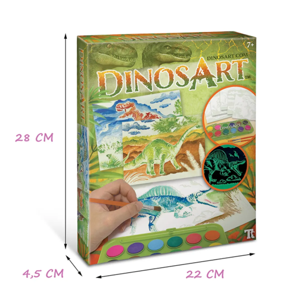 Детский набор для рисования с палитрой и готовыми эскизами, серия Dino