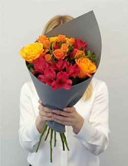 Букет с розами Солнечный привет