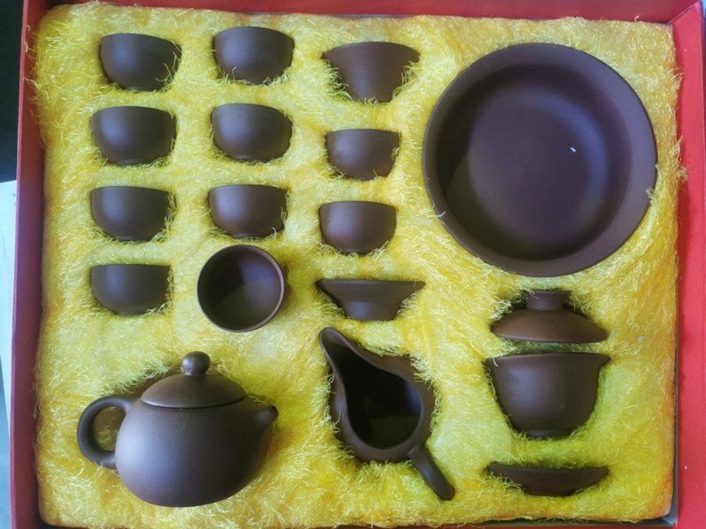 278151.2 Сервиз для цер. "Черный", В ПОДАР КОРОБКЕ 10пиал+чк+сл+гайв, черный, глина