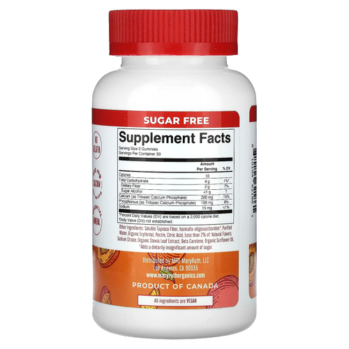 MaryRuth's, Жевательные мармеладки с кальцием, персик, манго, абрикос, 60 жевательных мармеладок (100 мг в 1 жевательной мармеладке)