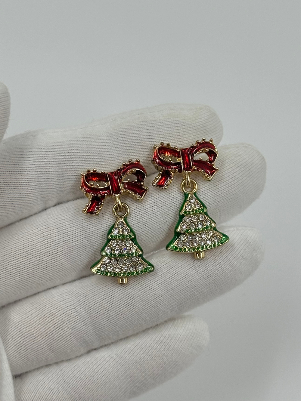 Серьги Ёлочки с бантами