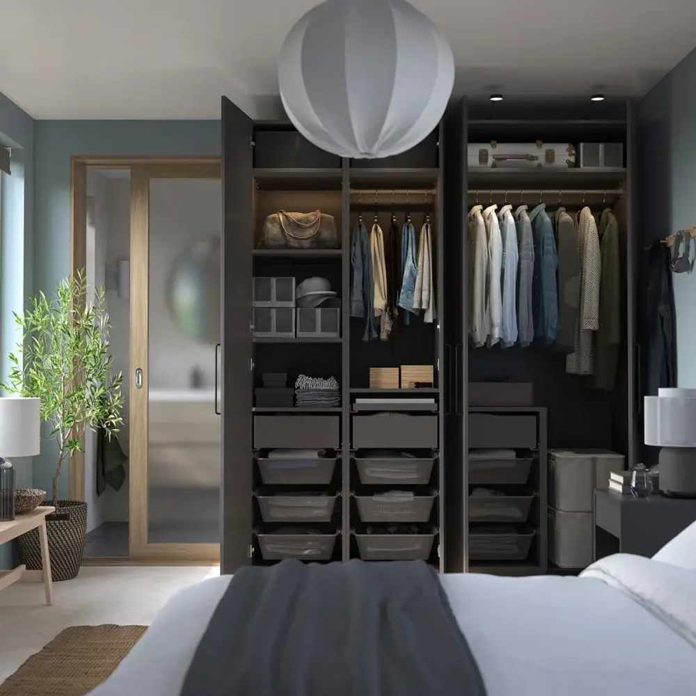 Гардероб - IKEA PAX/FORSAND/ПАКС/ФОРСАНД ИКЕА, 200x60x236 см, темно-серый