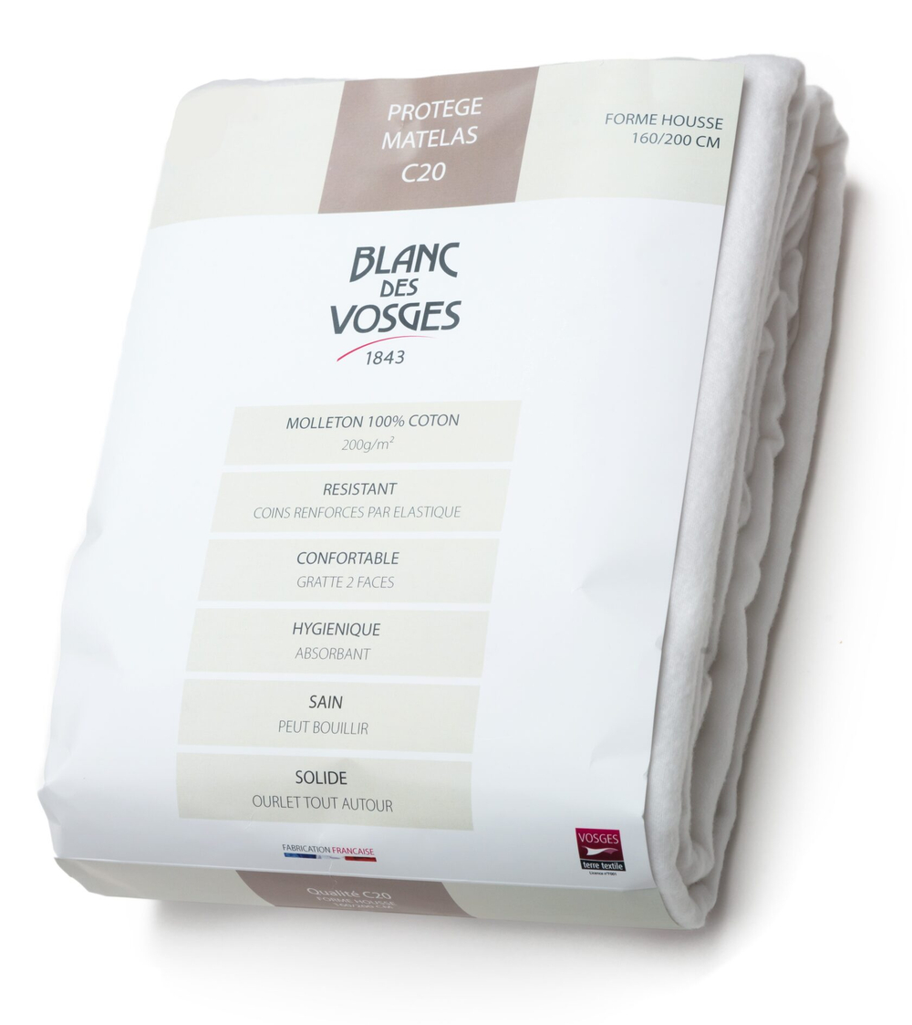 Наматрасник PROTECTION защитный для матраца выс Blanc des Vosges 160x200 Белый
