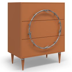 Комод Арт Колор matte Классик Сильвер с 3 ящиками Томленый оранжевый матовый