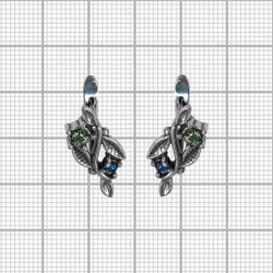 "Баядерка" серьги в серебряном покрытии из коллекции "Балет" от Jenavi с английским замком