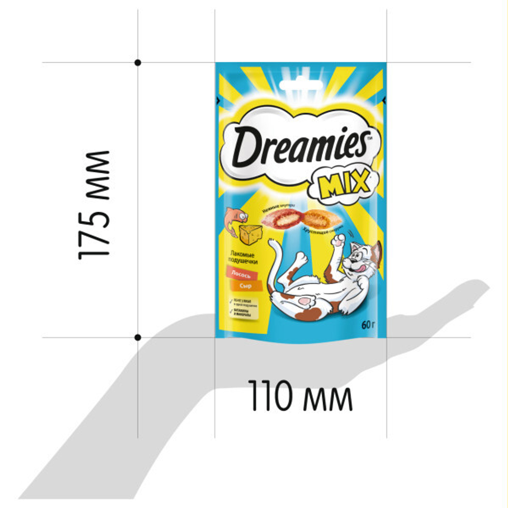 Лакомство Лосось и сыр, 60г для кошек Dreamies Микс